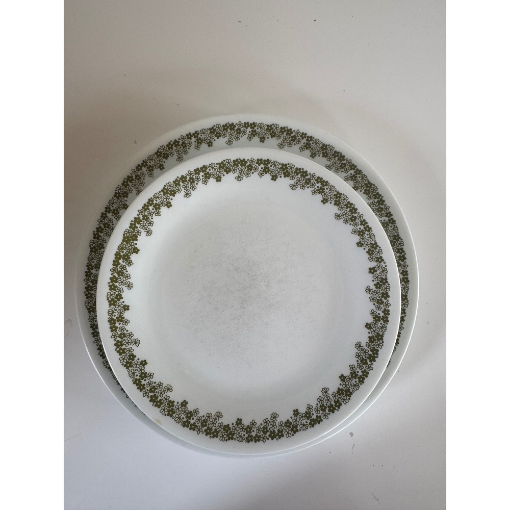 Corelle Spring Blossom Green Crazy Daisy 12pc Plate Set 6 Dinner 6 Salad Vintage